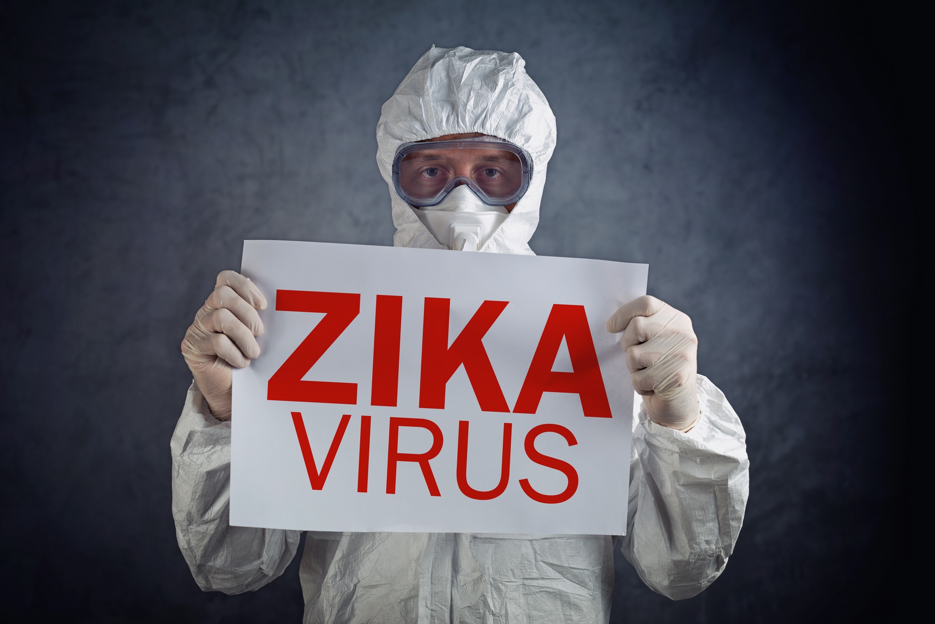 Zika virus concept, medical worker in protective clothes